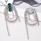 Rhinestone Gems Women Dangle Earrings 2Colors Party Show
