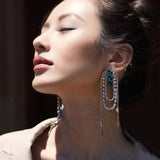 Rhinestone Gems Women Dangle Earrings 2Colors Party Show