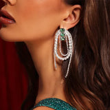 Rhinestone Gems Women Dangle Earrings 2Colors Party Show