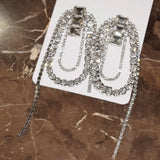 Rhinestone Gems Women Dangle Earrings 2Colors Party Show
