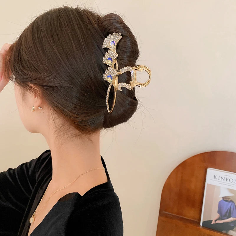 CZ Gingko Leaves Hair Claws for Women Wedding Head Jewelry