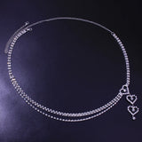 Rhinestone Heart Pendant Waist Chain Body Jewelry for Women