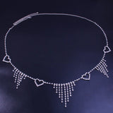 Rhinestone Heart Pendant Waist Chain Body Jewelry for Women