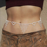 Rhinestone Heart Pendant Waist Chain Body Jewelry for Women