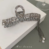 Leaf Tassel Grip Pearl Hair Clip