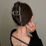 Leaf Tassel Grip Pearl Hair Clip