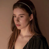 Rhinestone Long Tassel Chain Headband Hair Hoop Hairband Crystal Wedding