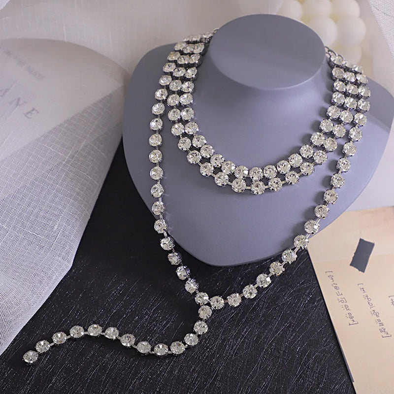 Rhinestone Tassel Pendant Body Necklace Crystal Chain Collar Choker
