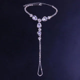 Crystal Water Droplets Connected Toes Anklet Jewelry