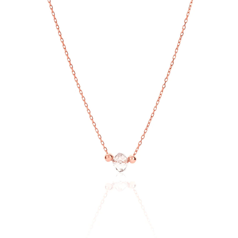 Rose Plated Crystal Necklace Women's 925 Sterling Silver Jewelry