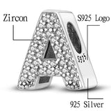 925 Silver Name Charms Bead for Bracelets Necklace Women DIY