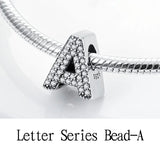 925 Silver Name Charms Bead for Bracelets Necklace Women DIY