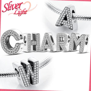 925 Silver Name Charms Bead for Bracelets Necklace Women DIY