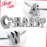 925 Silver Name Charms Bead for Bracelets Necklace Women DIY