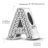 925 Silver Name Charms Bead for Bracelets Necklace Women DIY