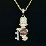 Skateboard Cartoon Pendant Necklace Iced Out Hip Hop Jewelry