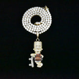 Skateboard Cartoon Pendant Necklace Iced Out Hip Hop Jewelry