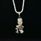 Skateboard Cartoon Pendant Necklace Iced Out Hip Hop Jewelry