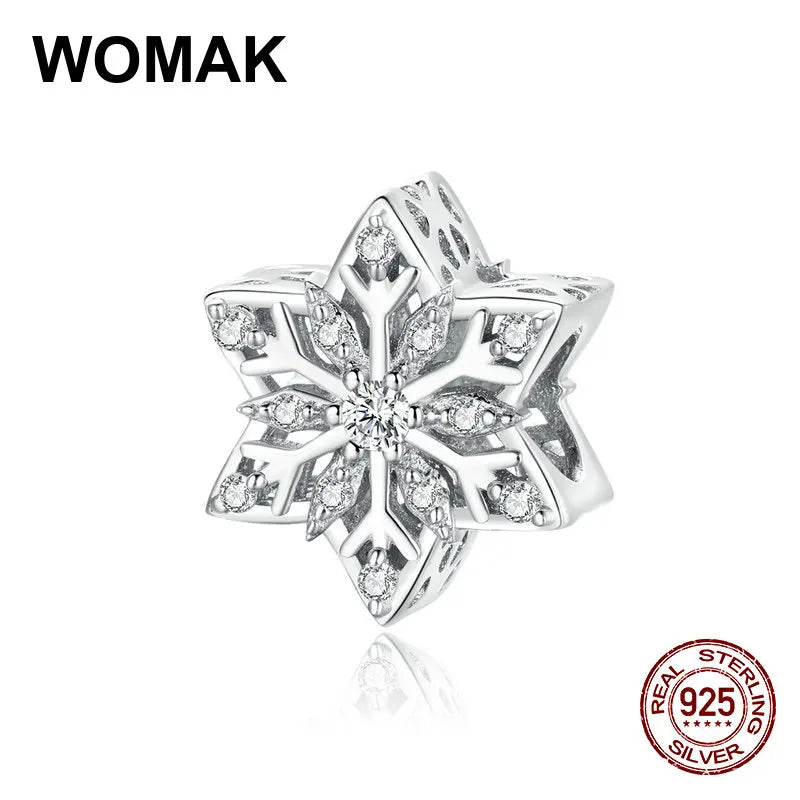 Snowflake CZ Beads for Bangle, 925 Sterling Silver Jewelry Making