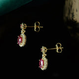 Lab Ruby Red Zircon Drop Earrings 925 Sterling Silver Dangles Earring Women