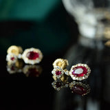 Lab Ruby Red Zircon Drop Earrings 925 Sterling Silver Dangles Earring Women