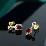 Lab Ruby Red Zircon Drop Earrings 925 Sterling Silver Dangles Earring Women