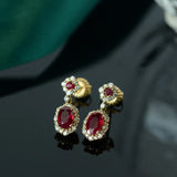 Lab Ruby Red Zircon Drop Earrings 925 Sterling Silver Dangles Earring Women