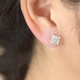 Square Rhinestone Magnet Clip-On Earrings for Men Women