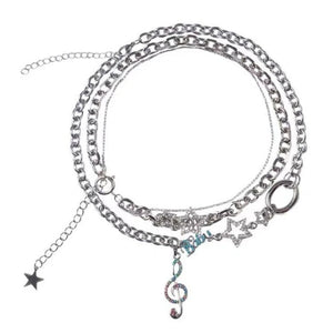 Star Note Layering Necklace Charm Pendant Punk Choker Clavicle Chain
