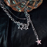 Star Note Layering Necklace Charm Pendant Punk Choker Clavicle Chain