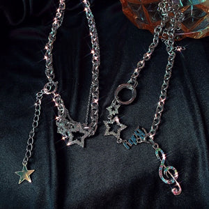 Star Note Layering Necklace Charm Pendant Punk Choker Clavicle Chain