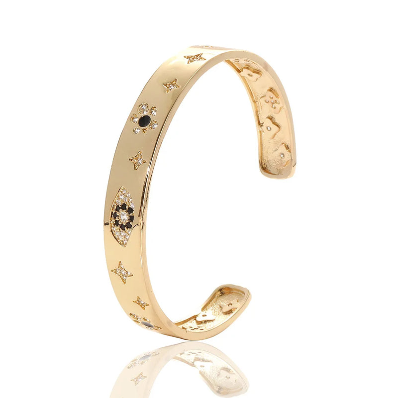 Evil Eye Bezel Bracelets Bangle 18K Plated Man Bracelet