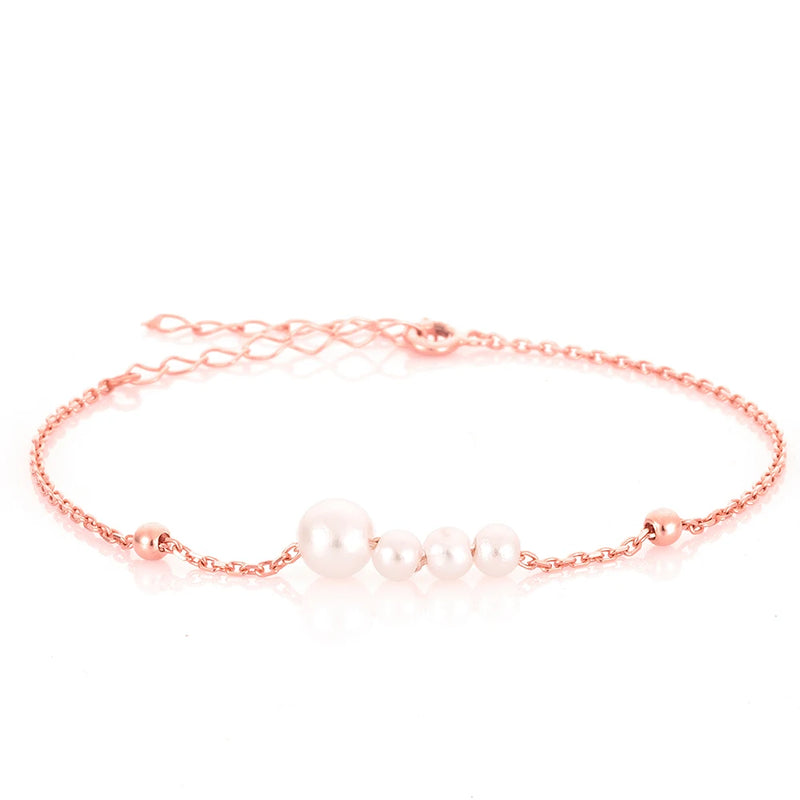 Synthetic Pearl 925 Silver Rose Plated Bracelet