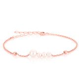 Synthetic Pearl 925 Silver Rose Plated Bracelet