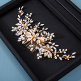 Golden Flower Hairpin Hair Clips Wedding Hair Combs Tiara for Women