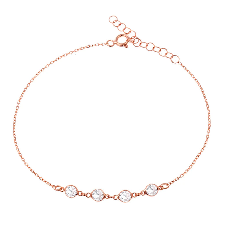 Women's 925 Silver Zircon Line Bracelet Rose Plated
