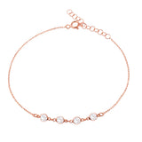 Women's 925 Silver Zircon Line Bracelet Rose Plated