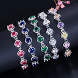 Zircon Sapphire Emerald Colored Gemstone Bangle Sterling Silver Bracelet