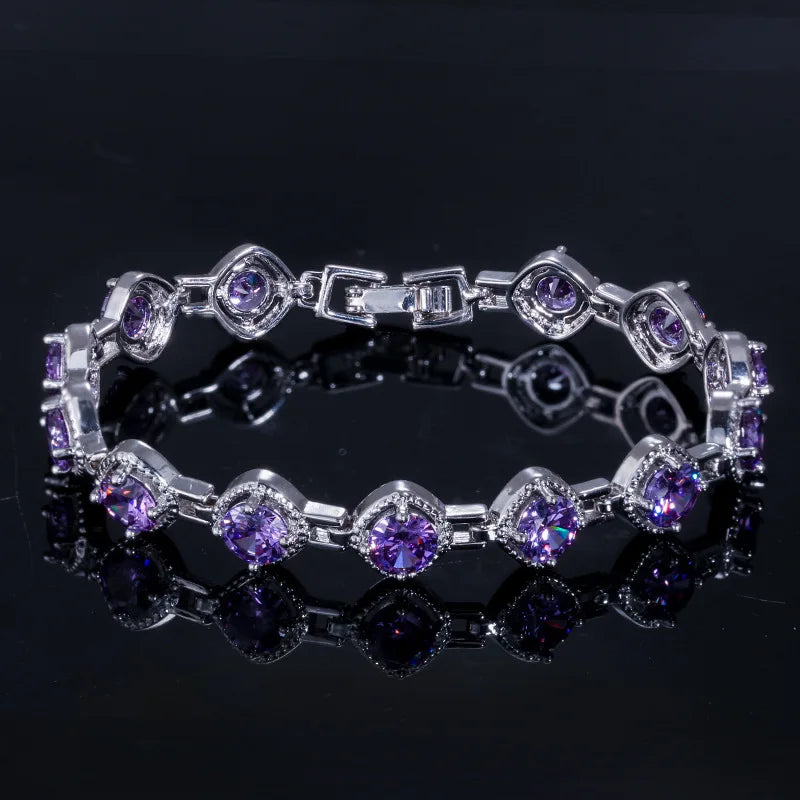 Zircon Sapphire Emerald Colored Gemstone Bangle Sterling Silver Bracelet