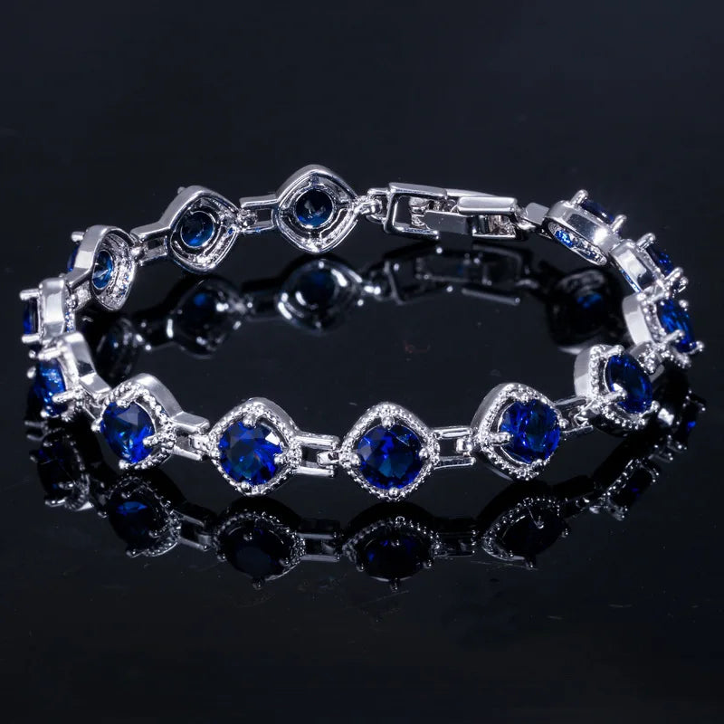Zircon Sapphire Emerald Colored Gemstone Bangle Sterling Silver Bracelet