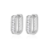 Zircon Stainless Steel Circle Square Hoop Earrings Wedding Jewelry