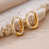 Zircon Stainless Steel Circle Square Hoop Earrings Wedding Jewelry