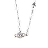 Zircon Planet Pendant Choker Necklace Female Jewelry