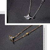 Zircon Planet Pendant Choker Necklace Female Jewelry