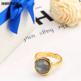 Grey Gem Stone Adjustable Contracted Rings for Women