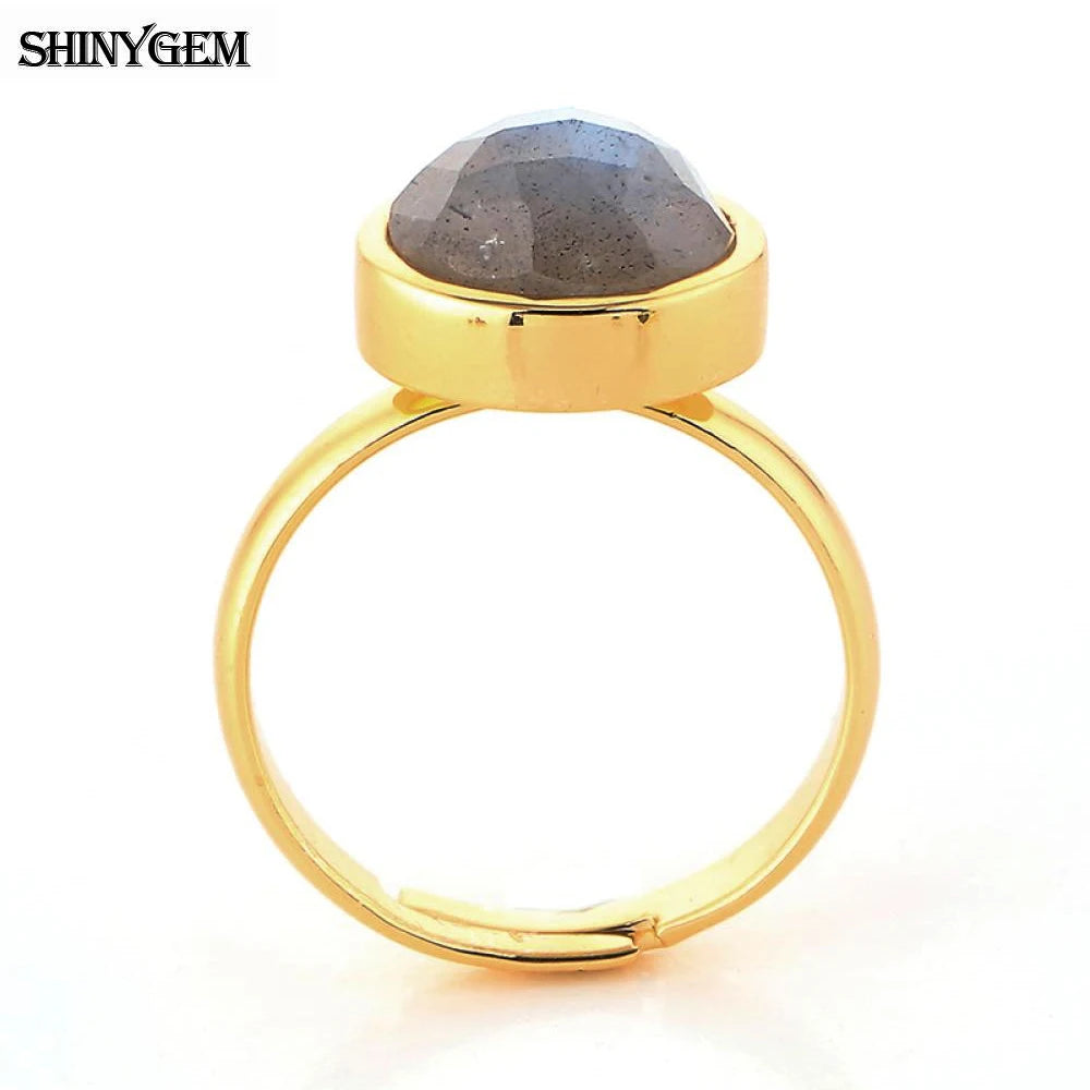 Grey Gem Stone Adjustable Contracted Rings for Women