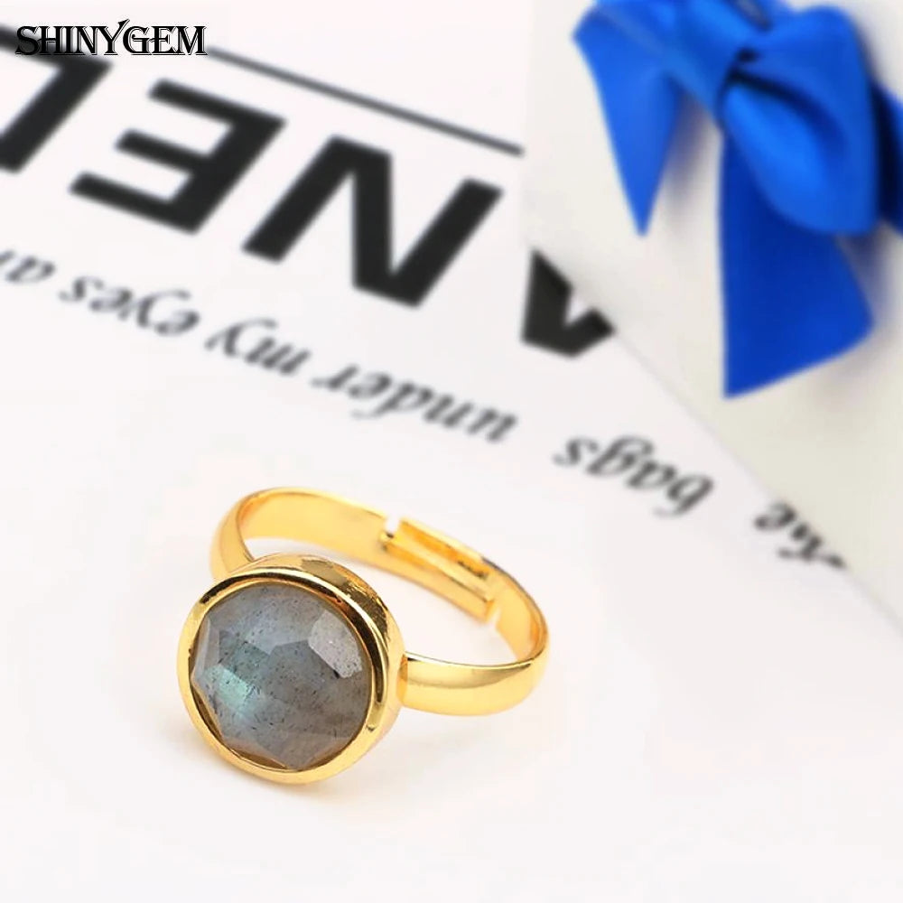 Grey Gem Stone Adjustable Contracted Rings for Women