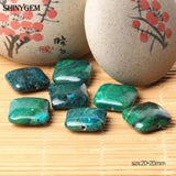 10pcs 20mm Square Phoenix Agates Stone Beads Green Charm DIY Jewelry