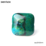 10pcs 20mm Square Phoenix Agates Stone Beads Green Charm DIY Jewelry