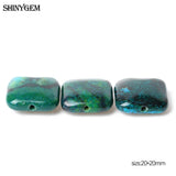 10pcs 20mm Square Phoenix Agates Stone Beads Green Charm DIY Jewelry